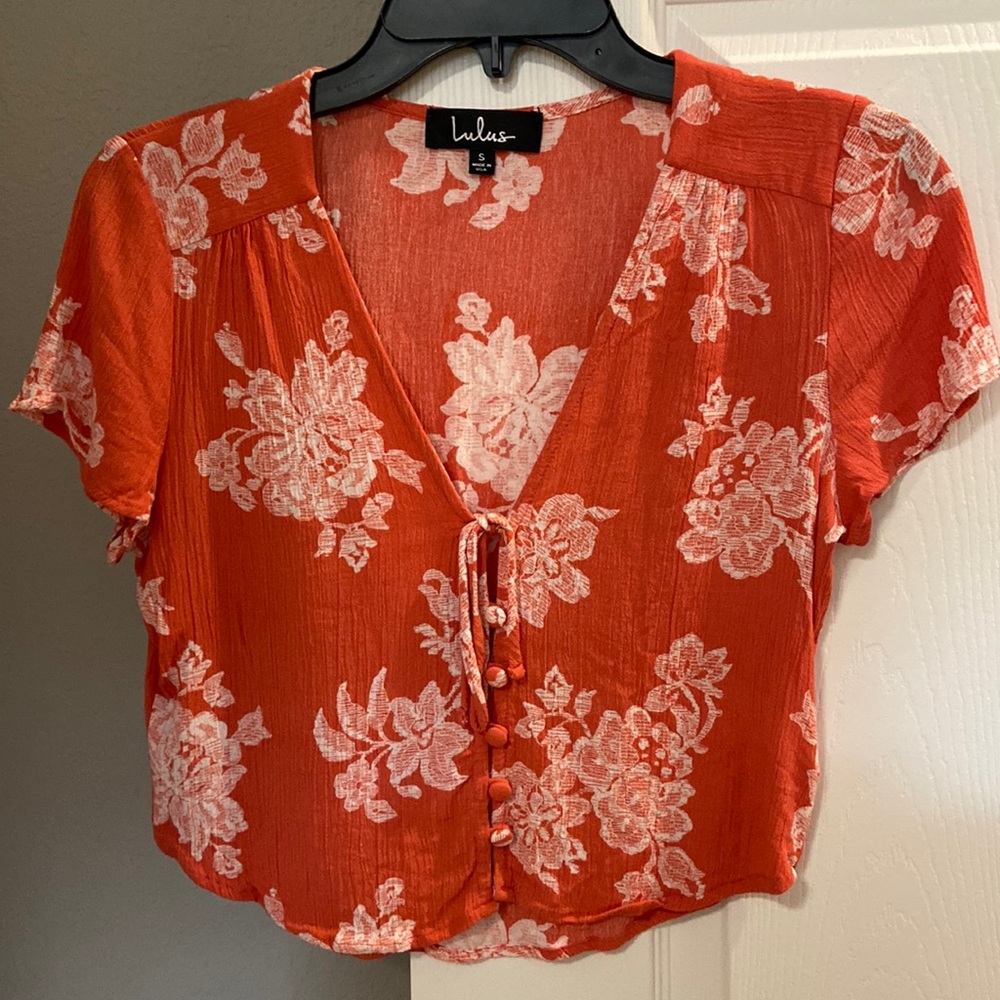 Pink Lulus Floral Short Sleeved Blouse